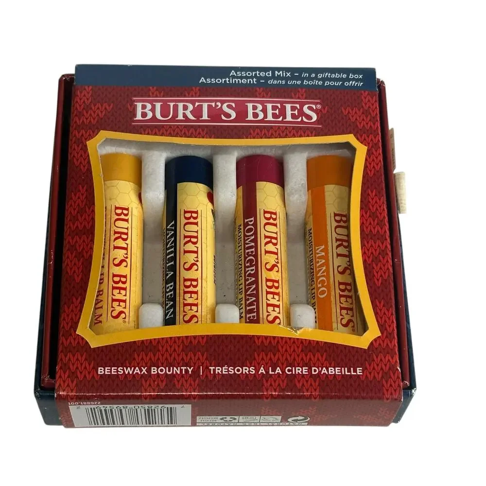 Burt's Bees Assorted Lip Balm Beeswax Bounty Mango Vanilla Bean Pomegranate set
